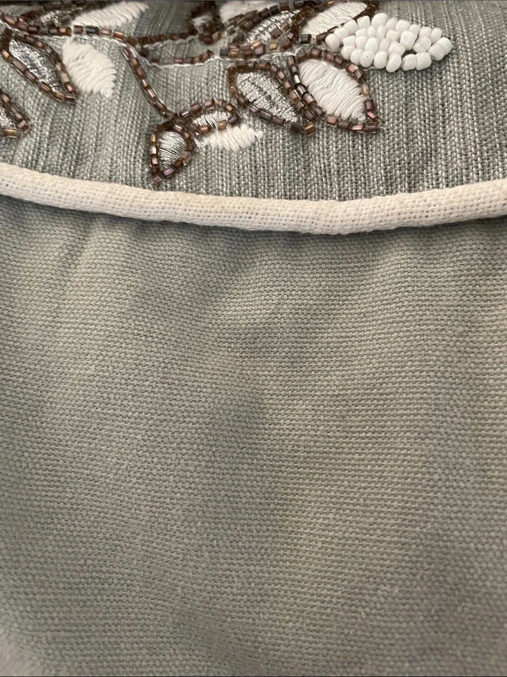 Christmas winter grey pillow snow flakes embellished gold & silver 20x20